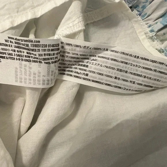 NWT Abercrombie Cap Sleeve Smocked Waist Floral Midi Dress White Floral - Small - Picture 7 of 8